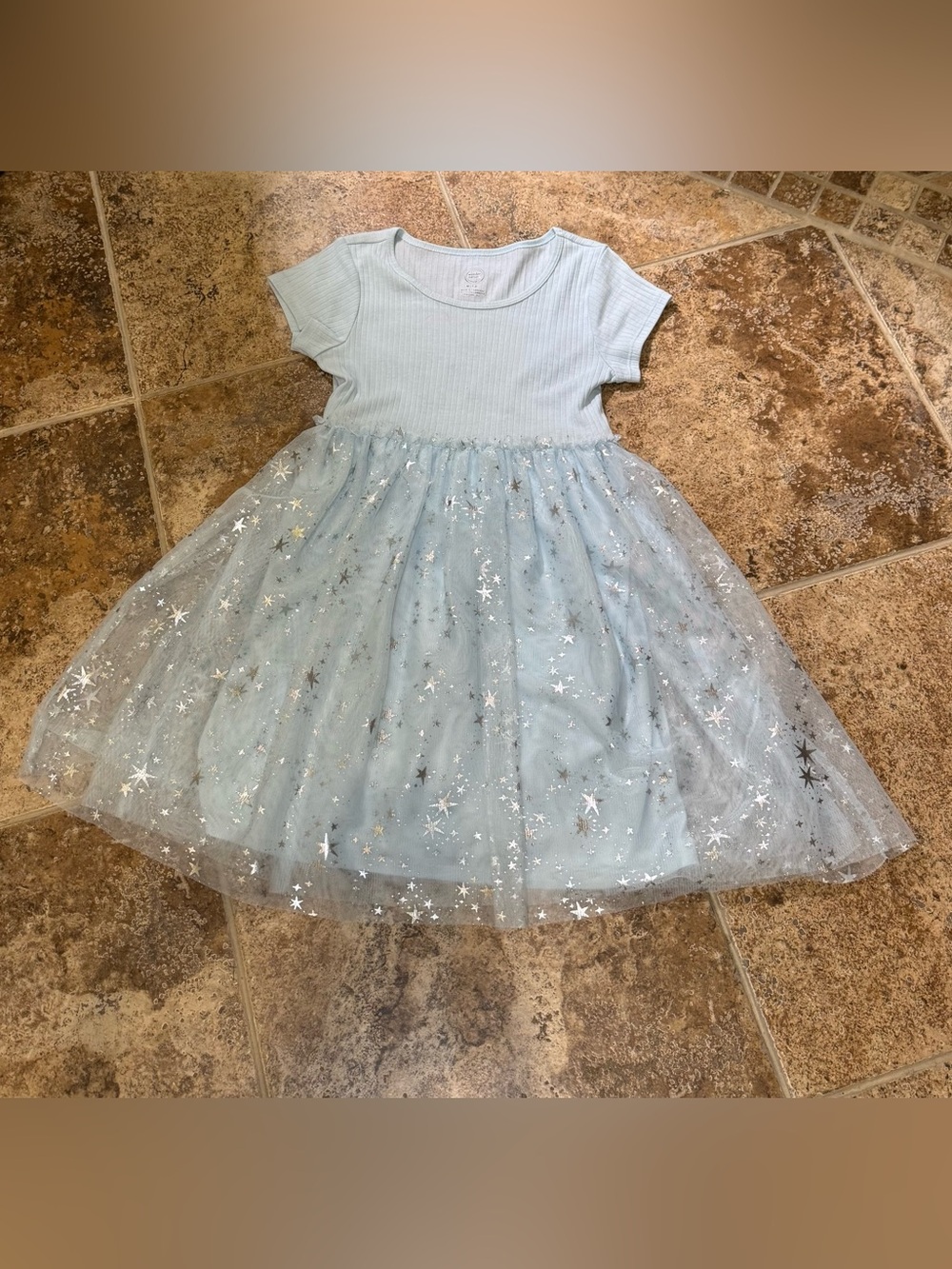 Girls Light Blue Star Tulle Dress